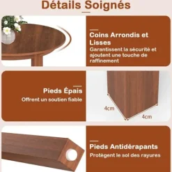 COSTWAY Matgrupper>Oval Matbord 110x78x77cm i Gummitre för 2-4 Personer - Modernt för Små Lägenheter