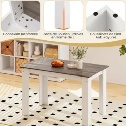 COSTWAY Matbord>Rektangulärt Matbord 120 CM för 4 till 6 Personer Vit