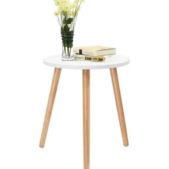 COSTWAY Soffbord>Runda soffbord i modern skandinavisk stil i MDF och furu Dim. Ø40 x 48H för vardagsrum, sovrum och balkong