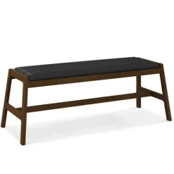 COSTWAY Matgrupper>-bänk för 127 cm - Sitthöjd: 47,5 cm med mjuk PU-kudde, ram av gummi för entré, matsal