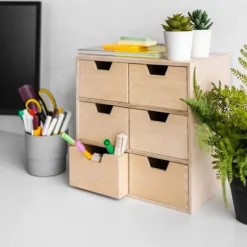 CREATIVE DECO Kontorsmöbler>liten träkista | 6 Låda | 28,5 x 20 x 28,5 cm | Arrangör | Office Storage Organizer