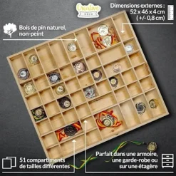 CREATIVE DECO Hyllor>Showcase trähylla | 51 Fack | 52 x 46 x 5 cm | Smycken Förvaringsskåp Låda | Arrangör