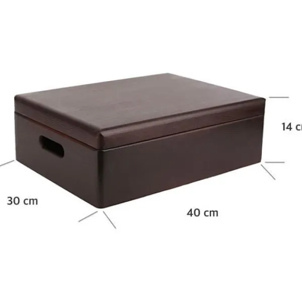 CREATIVE DECO Kistor & Koffertar>XL förvaringslåda i trä att dekorera - - 40 x 30 x 14 cm - med lock och handtag