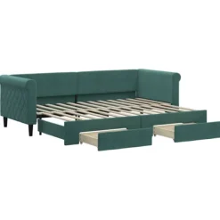 vidaXL Soffor>Dagbädd utdragbar med lådor mörkgrön 80x200 cm sammet