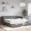 vidaXL Soffor>Dagbädd utdragbar med lådor mörkgrå 80x200 cm tyg
