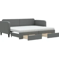vidaXL Soffor>Dagbädd utdragbar med lådor mörkgrå 80x200 cm tyg