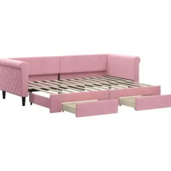 vidaXL Soffor>Dagbädd utdragbar med lådor rosa 80x200 cm sammet