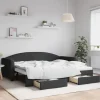 vidaXL Soffor>Dagbädd utdragbar med lådor svart 90x200 cm tyg