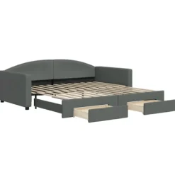 vidaXL Soffor>Dagbädd utdragbar med lådor mörkgrå 100x200 cm tyg