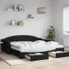 vidaXL Soffor>Dagbädd utdragbar med lådor svart 100x200 cm tyg