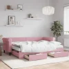 vidaXL Soffor>Dagbädd utdragbar med lådor rosa 80x200 cm sammet