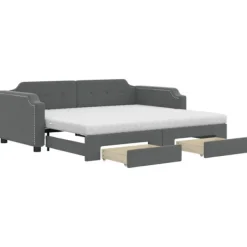 vidaXL Soffor>Dagbädd utdragbar med lådor mörkgrå 100x200 cm tyg