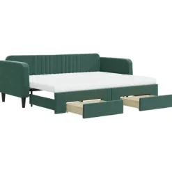 vidaXL Soffor>Dagbädd utdragbar med lådor mörkgrön 80x200 cm sammet