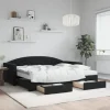 vidaXL Soffor>Dagbädd utdragbar med lådor svart 90x190 cm sammet