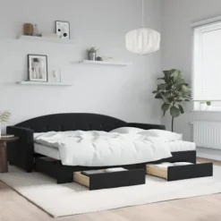 vidaXL Soffor>Dagbädd utdragbar med lådor svart 90x190 cm sammet