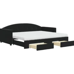 vidaXL Soffor>Dagbädd utdragbar med lådor svart 90x190 cm sammet