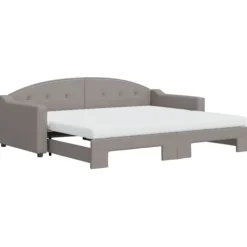 vidaXL Soffor>Dagbädd utdragbar med madrasser taupe 90x200 cm tyg