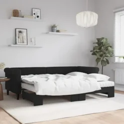 vidaXL Soffor>Dagbädd utdragbar med madrasser svart 80x200 cm sammet