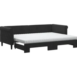 vidaXL Soffor>Dagbädd utdragbar med madrasser svart 80x200 cm sammet