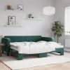vidaXL Soffor>Dagbädd utdragbar mörkgrön 90x200 cm sammet