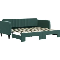 vidaXL Soffor>Dagbädd utdragbar mörkgrön 90x200 cm sammet
