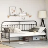 vidaXL Soffor>Dagbäddram Svart 90 x 200 cm Pulverlackerat stål