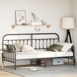 vidaXL Soffor>Dagbäddram Svart 90 x 200 cm Pulverlackerat stål