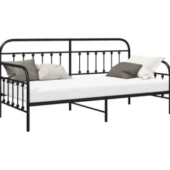 vidaXL Soffor>Dagbäddram Svart 90 x 200 cm Pulverlackerat stål