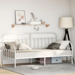 vidaXL Soffor>Dagbäddram Vit 100 x 190 cm Pulverlackerat stål