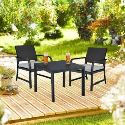 Northio Balkongmöbler>3-delad balkongmöbelset i rottinglook