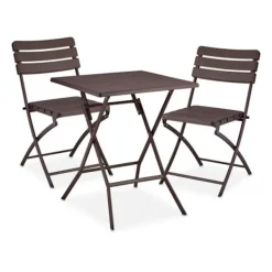 B2X Balkongmöbler>3-delad balkongmöbelset i trälook