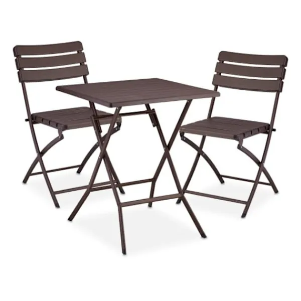 B2X Balkongmöbler>3-delad balkongmöbelset i trälook