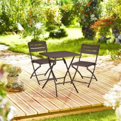 B2X Balkongmöbler>3-delad balkongmöbelset i trälook