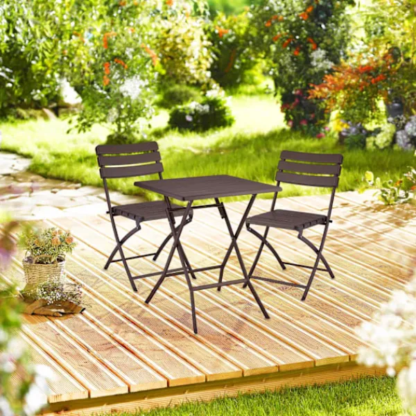 B2X Balkongmöbler>3-delad balkongmöbelset i trälook