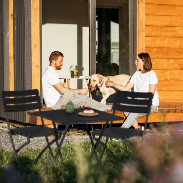 B2X Balkongmöbler>3-delad balkongmöbelset i trälook