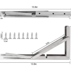 Hyllor>2-delat 14 tums triangulärt fäste Vikbart för enkel förvaring Skåp i rostfritt stål Hårdvaruförvaringsställ, robust och hållbart