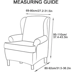 Fåtöljer>2-delat fåtöljöverdrag, stretchigt överdrag för vingstol med armstöd