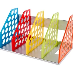 Kontorsmöbler>DIY-montering 4 sektioner färgglad skrivbordsbokhylla kraftig plastbokhylla stödhylla skrivbordsförvaringsdelar filförvaring bokhöjare bokhylla B