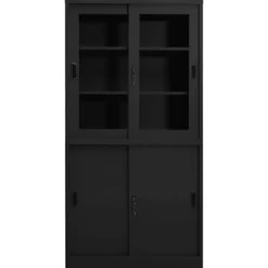 vidaXL Kontorsmöbler>Dokumentskåp med skjutdörr antracit 90x40x180 cm stål