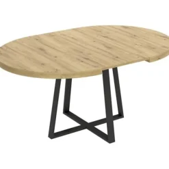 Matbord>DUNA utdragbart runt bord - 4 till 6 personer - dor - L110 x D110/152 x H77 cm