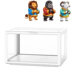 Småbord>/EA/Figur Organiser Skrivbordsdocka Akryl Vitrinskåp Hög Transparens Förseglad Dammtät Show Case Vit