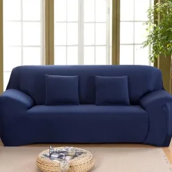 Soffor>Elastiskt sofföverdrag 2-sits sofföverdrag soffskydd möbelskydd med armstöd, marinblå