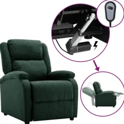 vidaXL Fåtöljer>Elektrisk reclinerfåtölj mörkgrön tyg