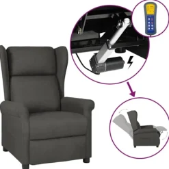vidaXL Fåtöljer>Elektrisk reclinerfåtölj mörkgrå tyg