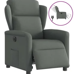vidaXL Fåtöljer>Elektrisk reclinerfåtölj mörkgrå tyg