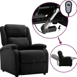 vidaXL Fåtöljer>Elektrisk reclinerfåtölj svart tyg