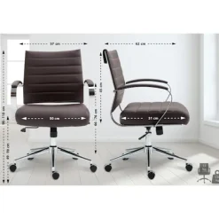 BellaFurn Kontorsmöbler>Ergonomisk kontorsstol, kontorsstol - Justerbar komfort, Chrome -look -ram | Material: Artificial Leather Color: Brown