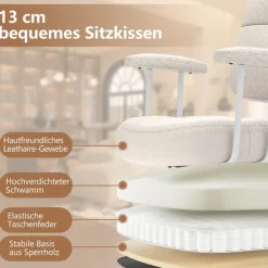 Northix Kontorsmöbler>Ergonomisk kontorsstol med armstöd & hjul, beige