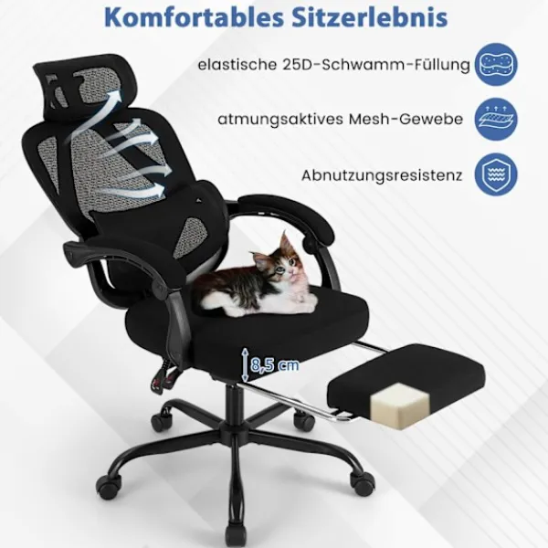 Northix Kontorsmöbler>Ergonomisk kontorsstol med fotstöd och justerbart ryggstöd