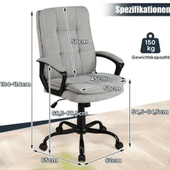 Northix Kontorsmöbler>Ergonomisk kontorsstol med armstöd & hjul Höjdjusterbar snurrstol Datorstol